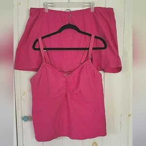 Lands End Textured Underwire Tankini Swim Skirt Bathingsuit Set